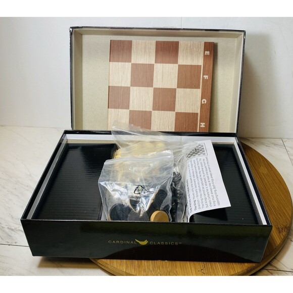 Cardinal Classics Chess Checkers Tic Tac Toe Dual Sided Game Board Set - Picture 4 of 4